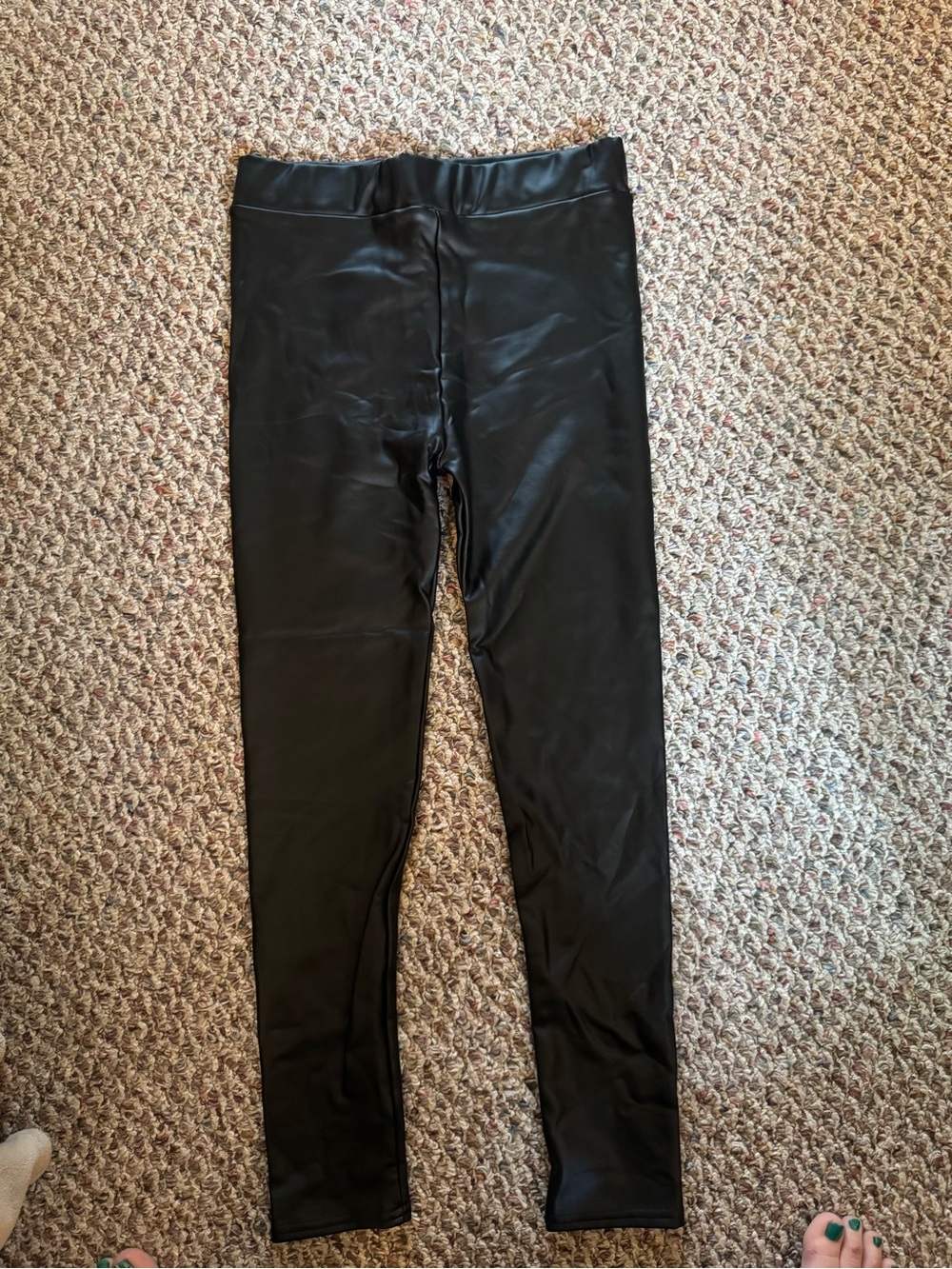 Black Faux Leather Leggings - Women's Stretch Ponte